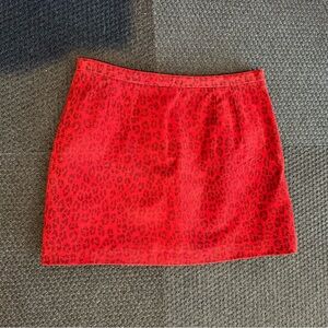 Vintage Suede Red Leopard Miniskirt